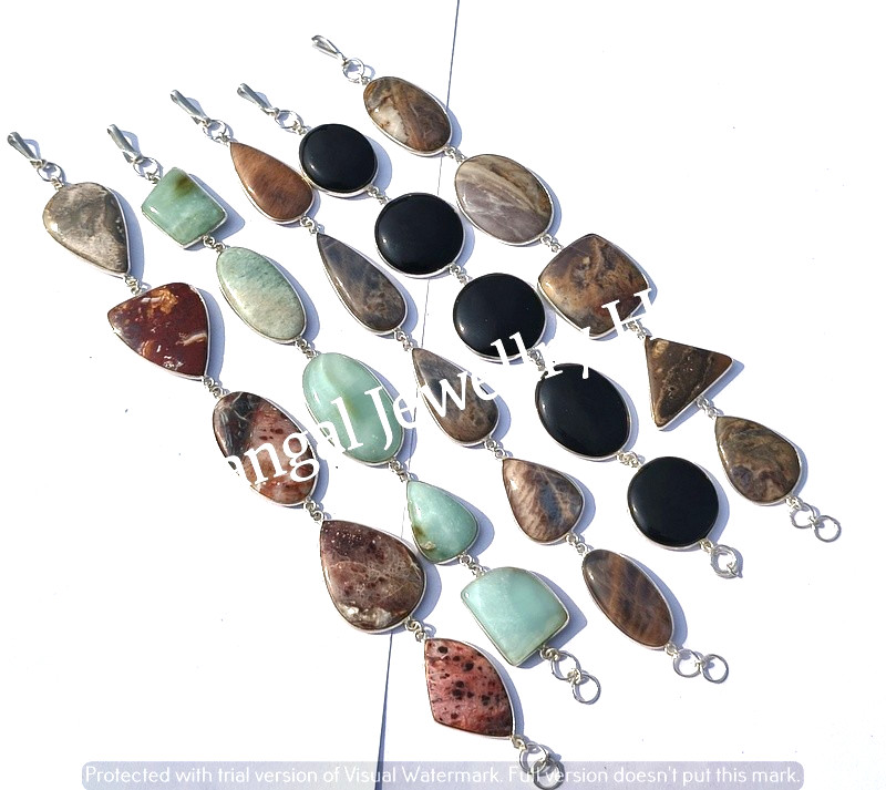 Onyx & Mix Gemstone Bracelets 925 Sterling Silver Plated Wholesale Lot Jewellery