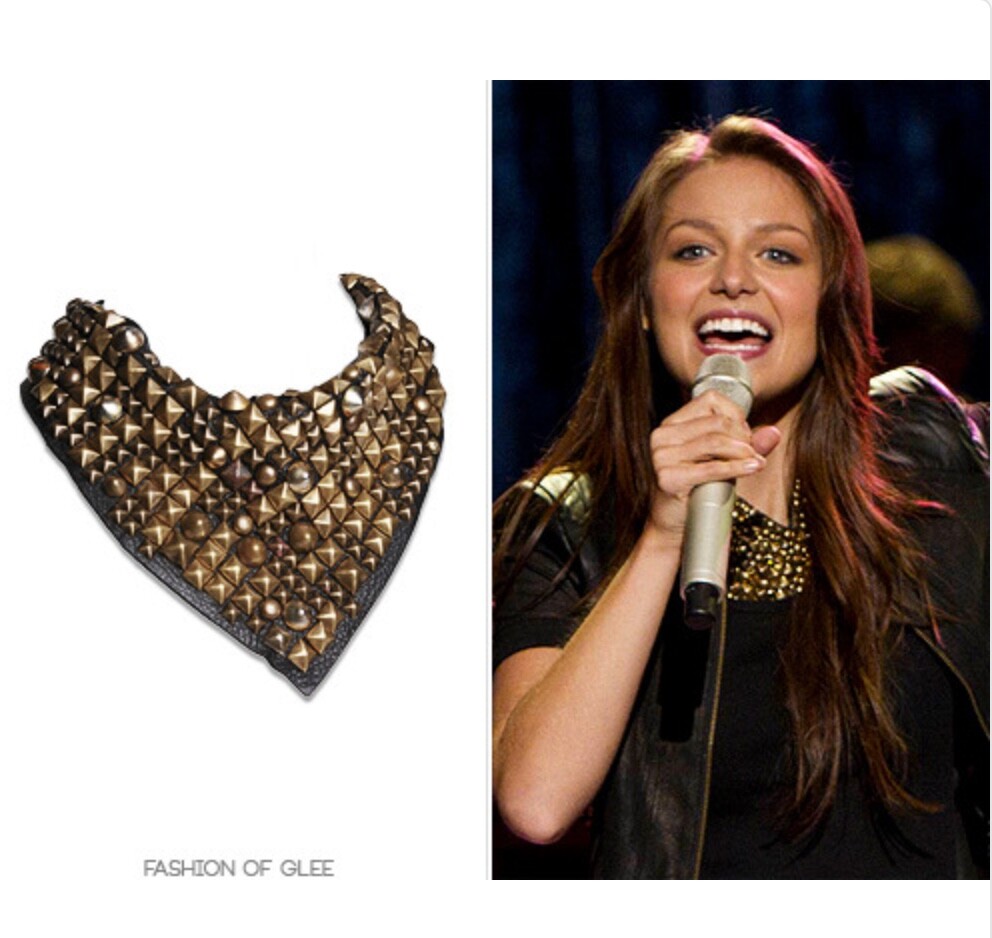 Nicolina Royale VIntage Leather Studded Bandana Collar Gold Gothic Punk Rocker