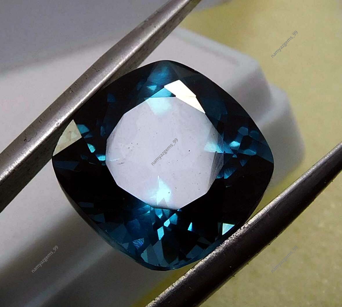 10.10 CT + Natural Blue Montana Sapphire Cushion Cut CERTIFIED Loose Gemstone