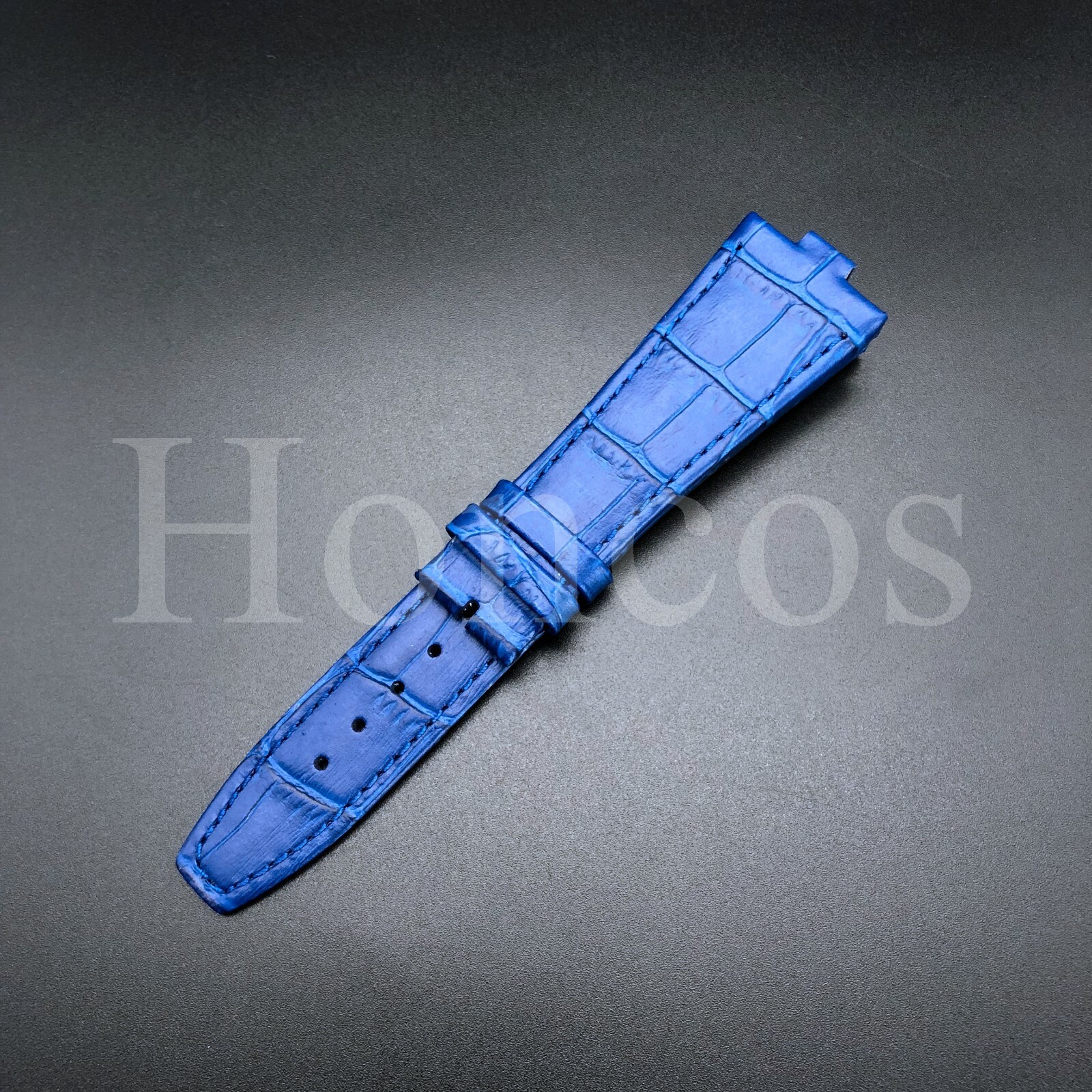26X18 MM Leather Watch Strap Band Blue Fits For VC Overseas