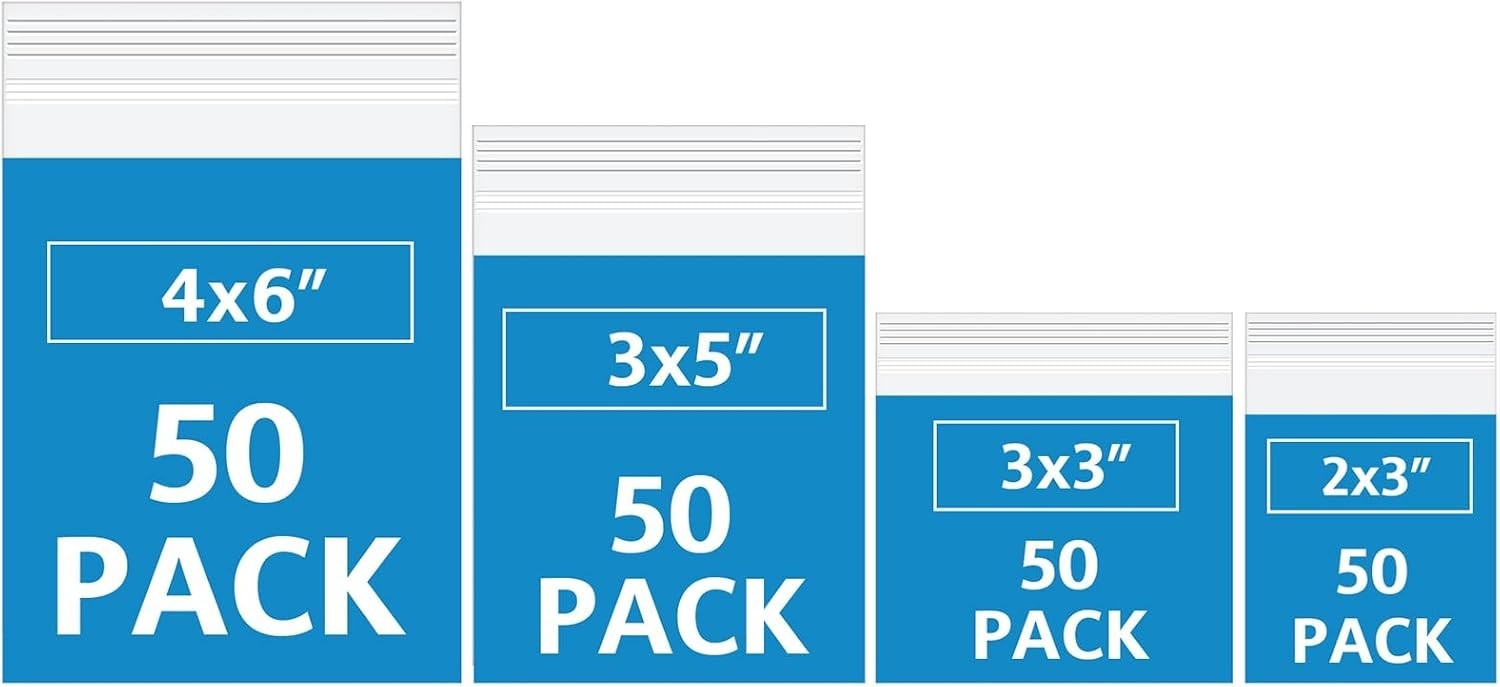 Clear Small Plastic Bags – 200 Count in 4 Sizes, Ideal for Crafts and Packaging