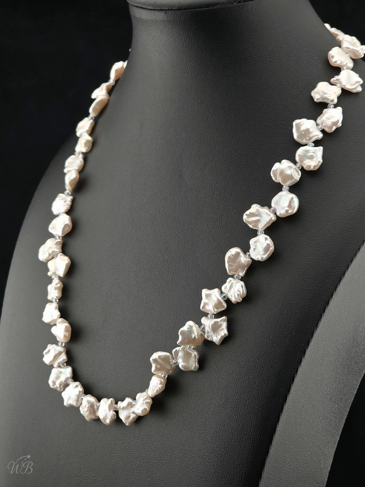 Real White Baroque Freshwater Cultured Pearl Star Necklace 20″ Silver Tone Clasp