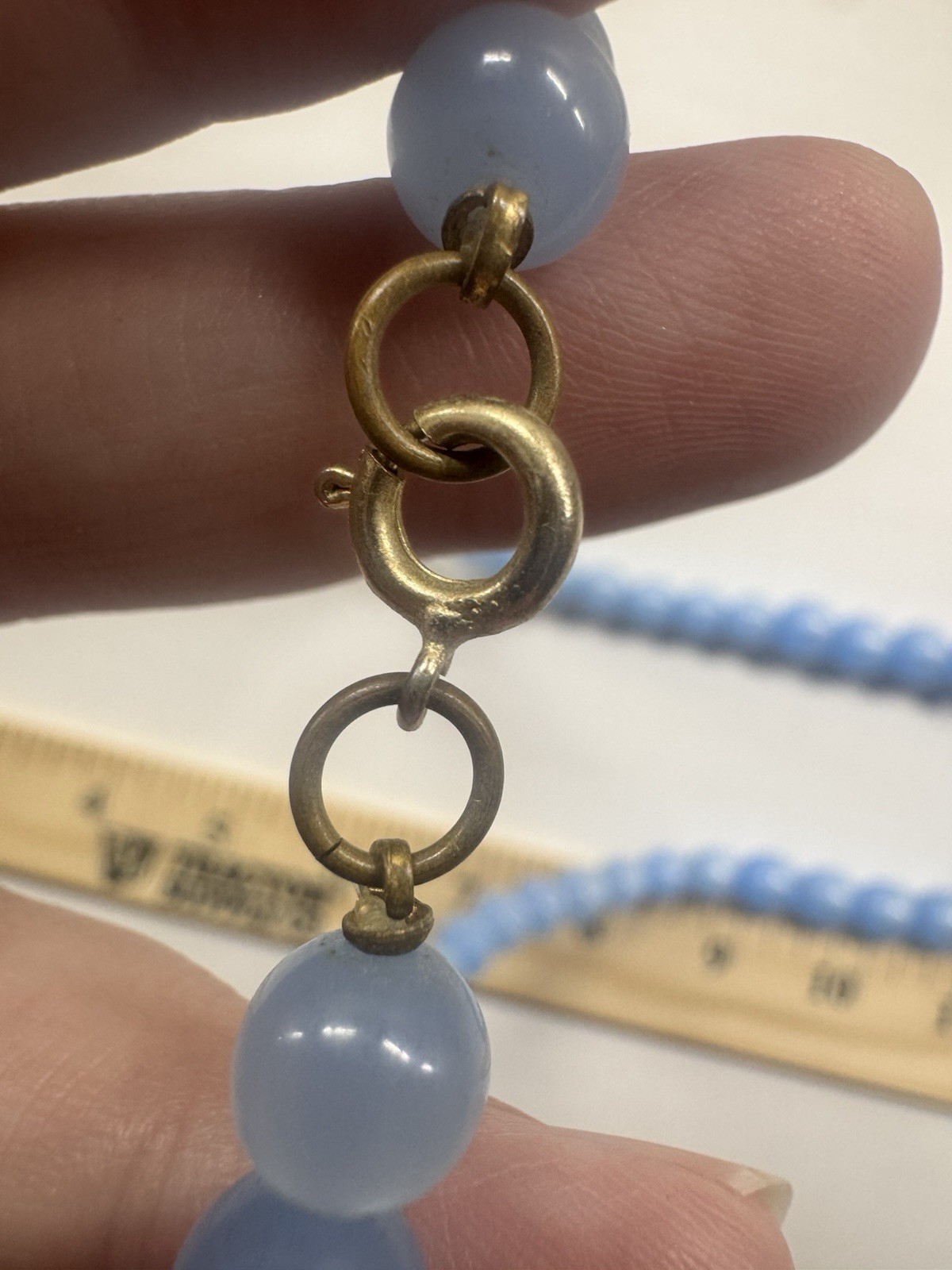 Vintage Pastel Blue Moon Glow Lucite Graduated Bead Necklace