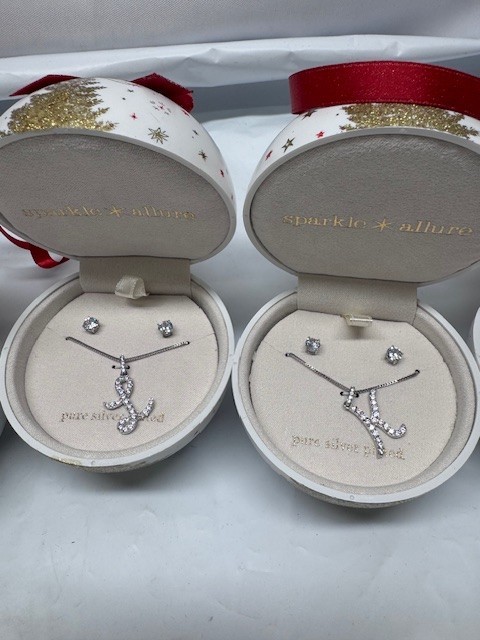 SparkleAnd Allure Jewerly Set-Comes In Holiday Ornament-DIFF LETERS TO CHOOSE