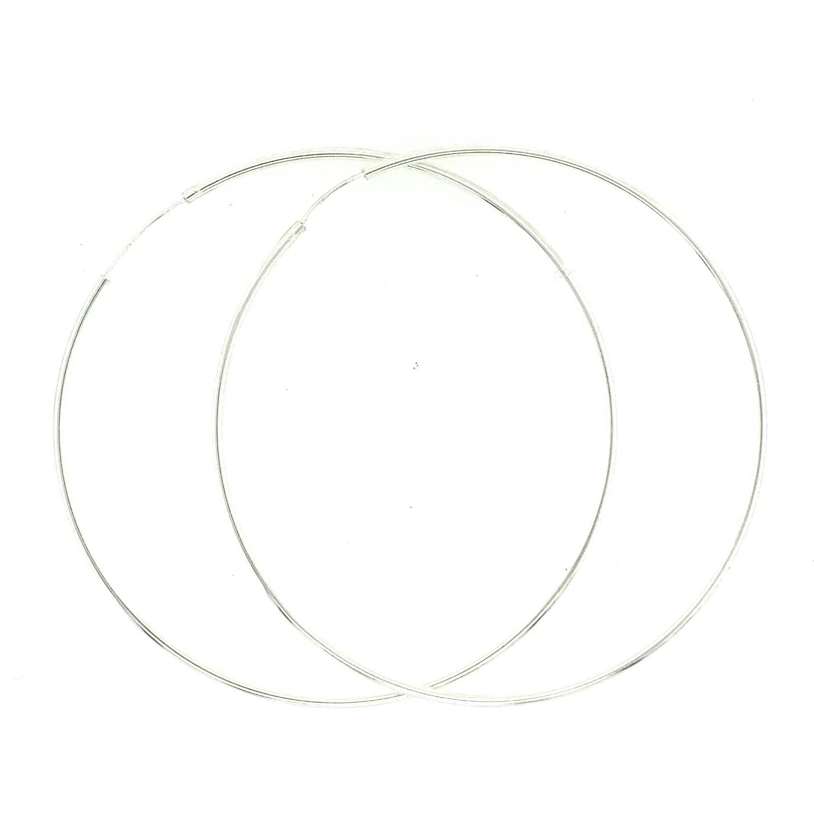 2.75″ Large Real 925 Sterling Silver Hoop Earrings pair Girls Big, Thin, Trendy