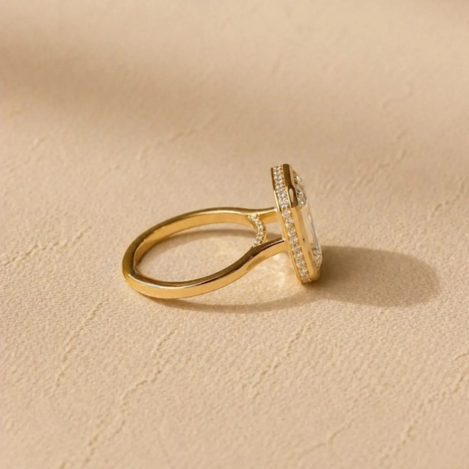 3 Carat Emerald Cut Lab Grown Diamond Engagement Ring | 14k Yellow Gold VVS VS