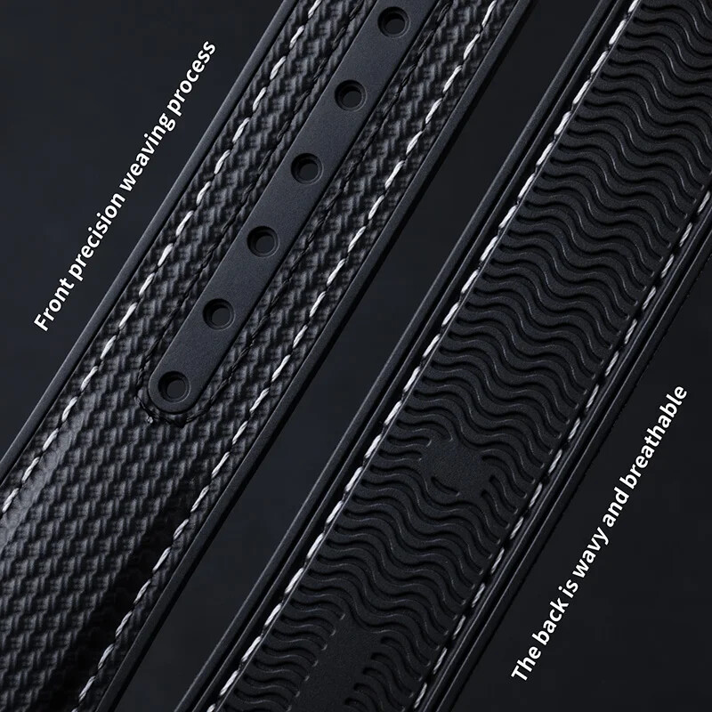 21mm FKM Rubber Watch Strap Fits Omega Seamaster Planet Ocean 600M