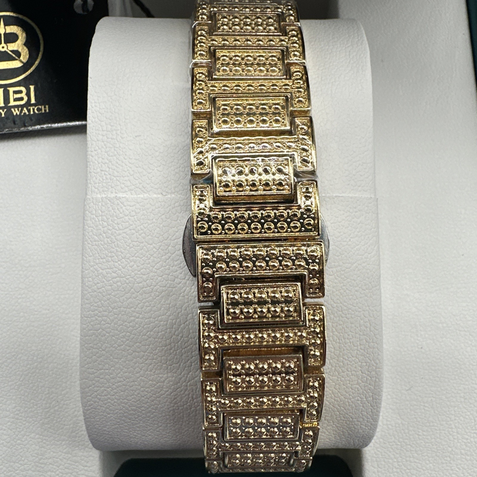 BIBI Men’s Luxury Watch Gold Tone, Iced Out Cushion Fashion Watch, 33mm,B0260
