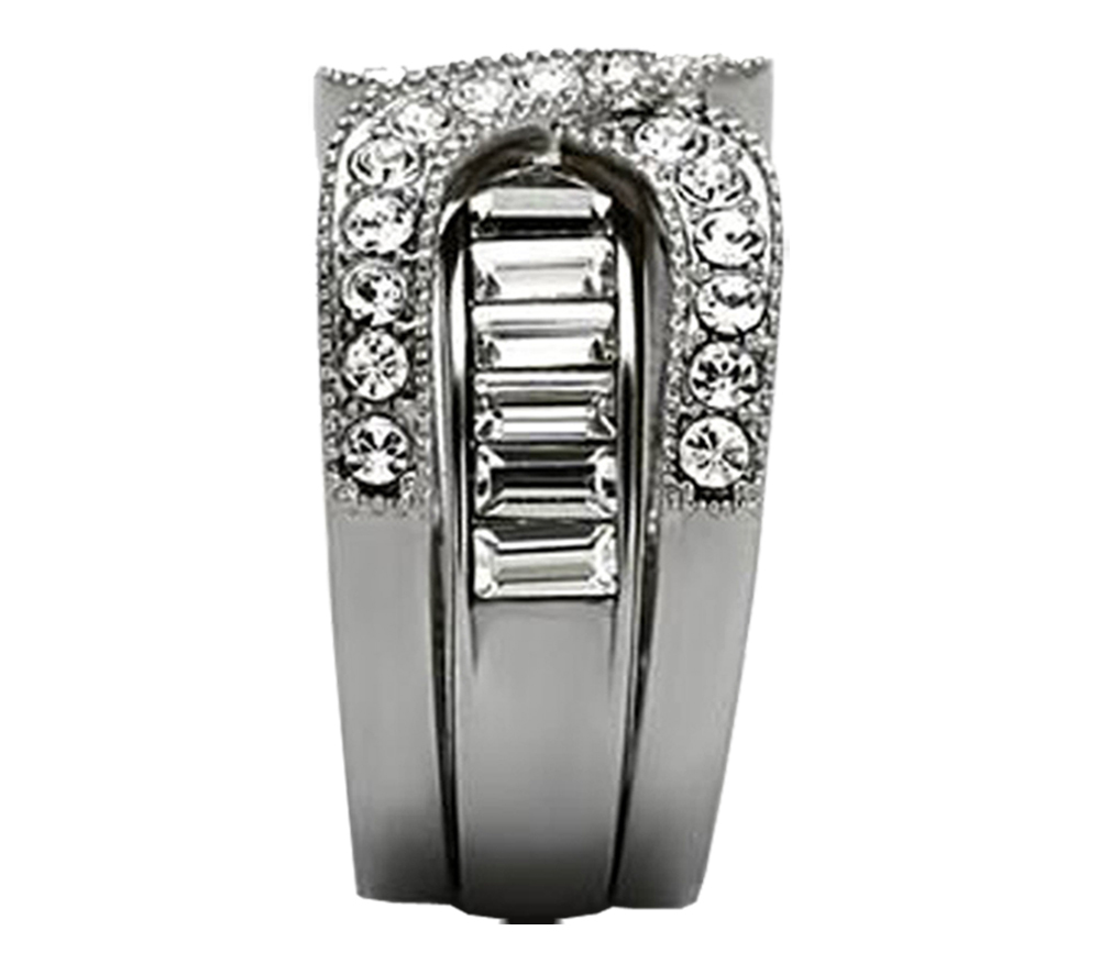 3 Pcs His & Her Stainless Steel Wedding Engagement Couple Matching Ring Band Set