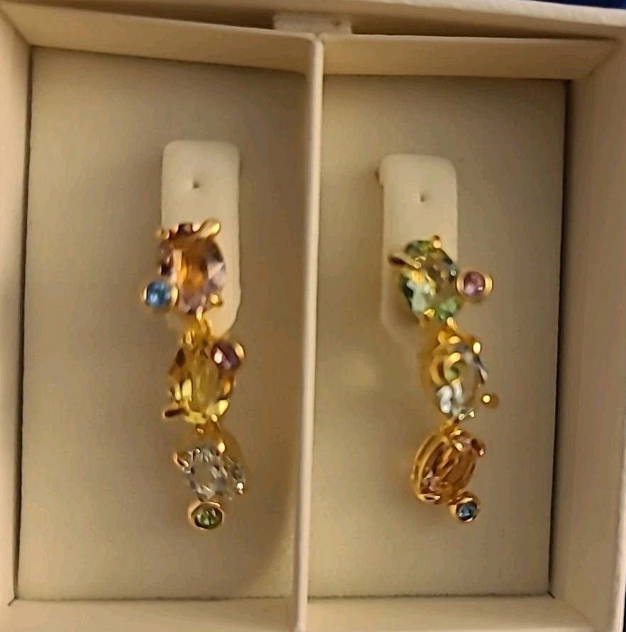 SWAROVSKI Asymmetrical Multi-Colored Crystals Gema Drop Earrings 5714815 NIB.