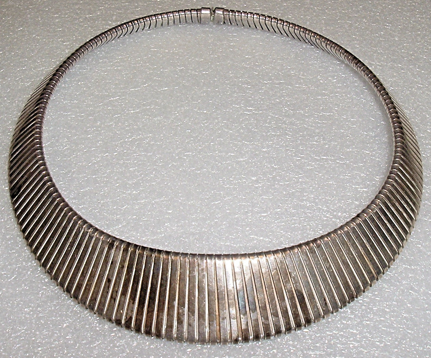 Vintage 1950-60s ‘STERLING’ Egyptian Cleopatra Choker NECKLACE 16″ HEAVY 77.4gr