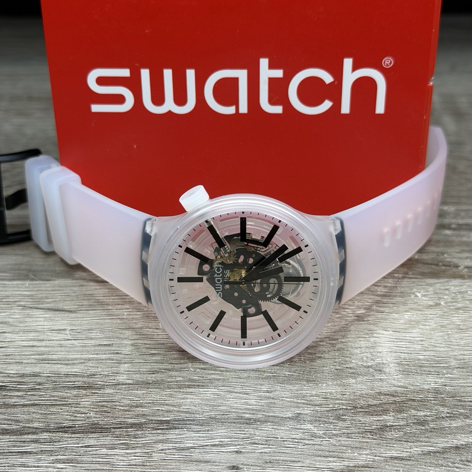 NEW✅SKELETON✅ Swatch Big Bold BLACKINJELLY Transparent Men’s Watch SO27E101