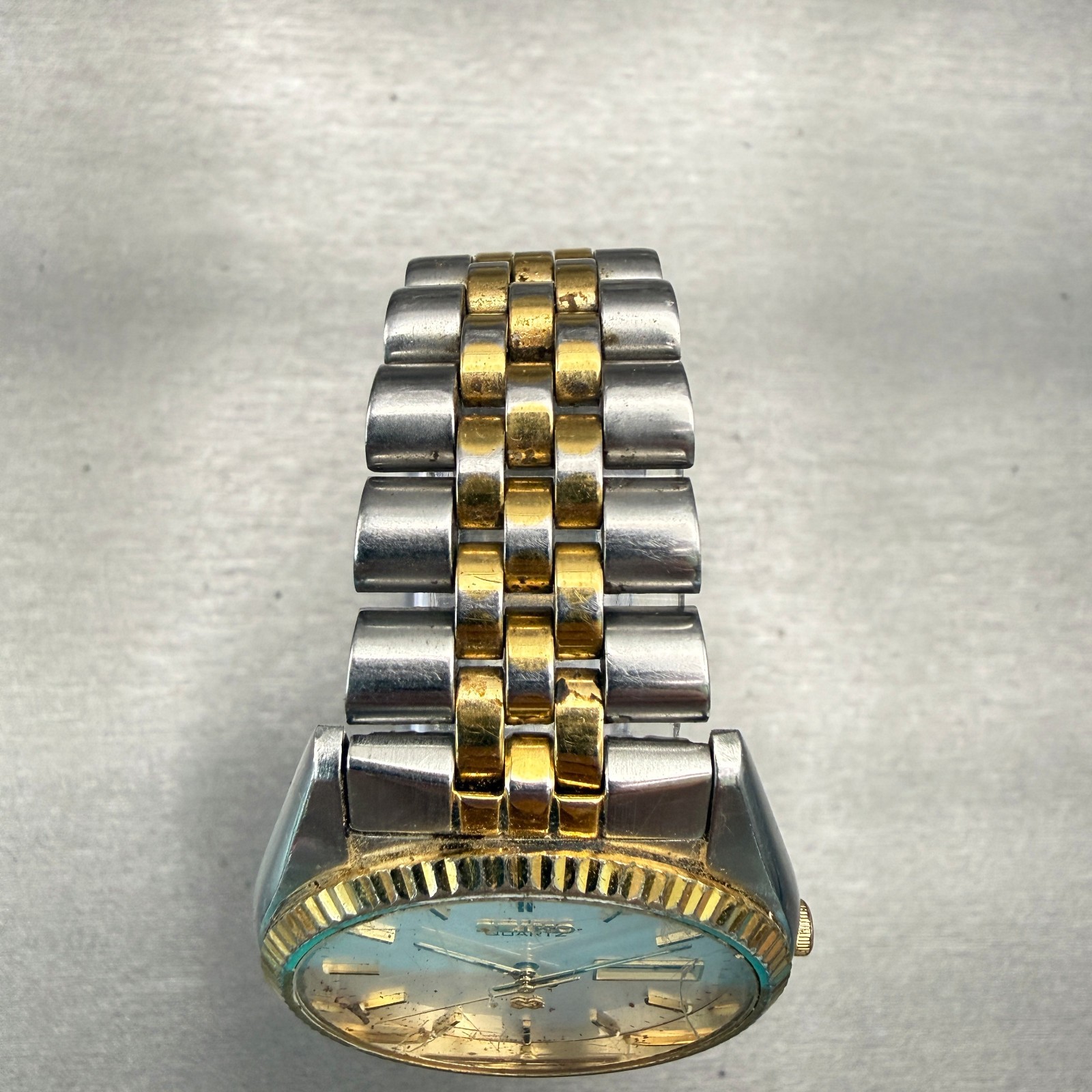 Seiko President Watch Men 36mm Silver Dial Two Tone Daydate 5Y23-8A69 New Batt