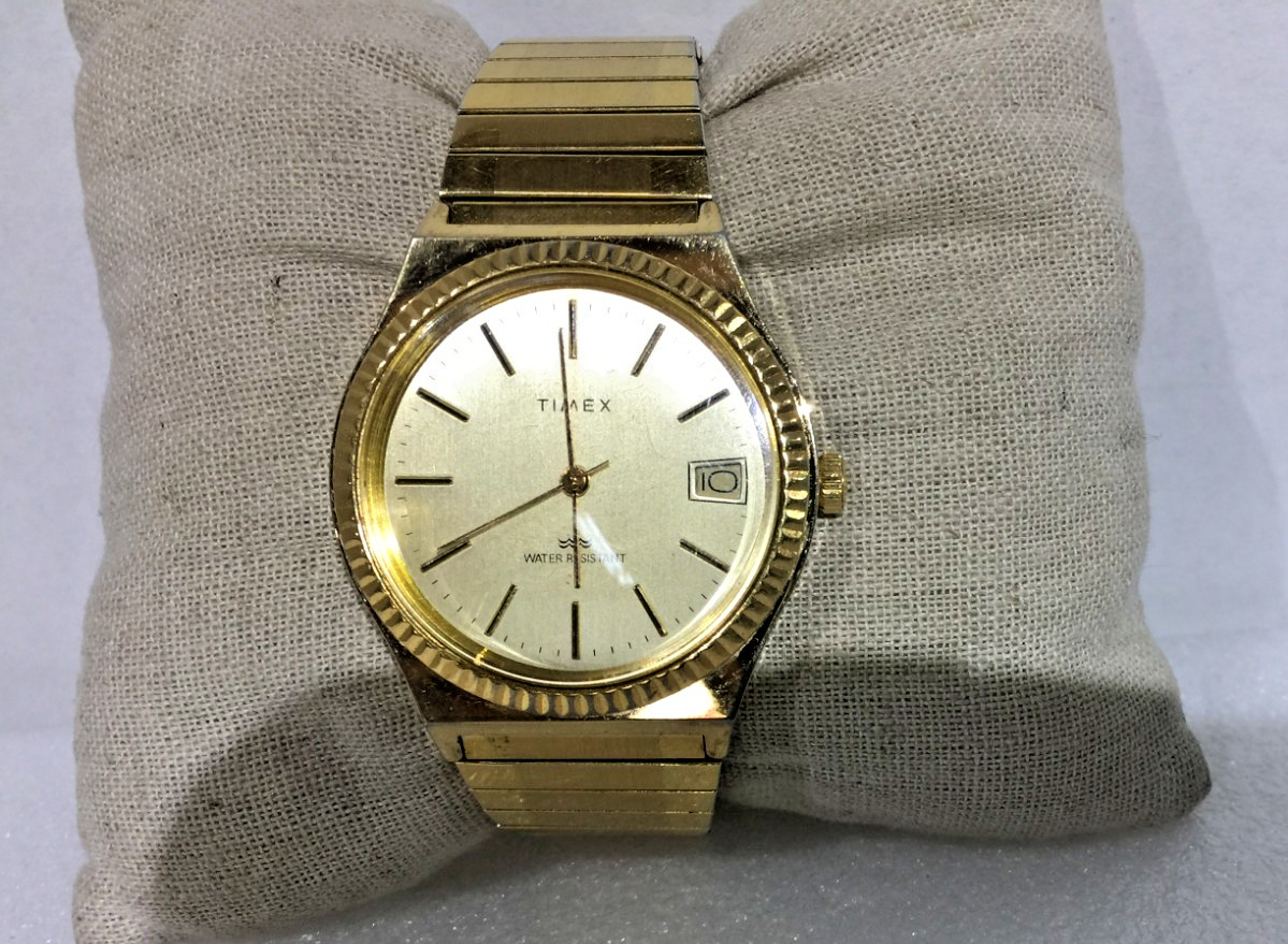 Vintage Timex Marlin Men’s Gold Tone Mechanical Wrist Watch With Date Working!
