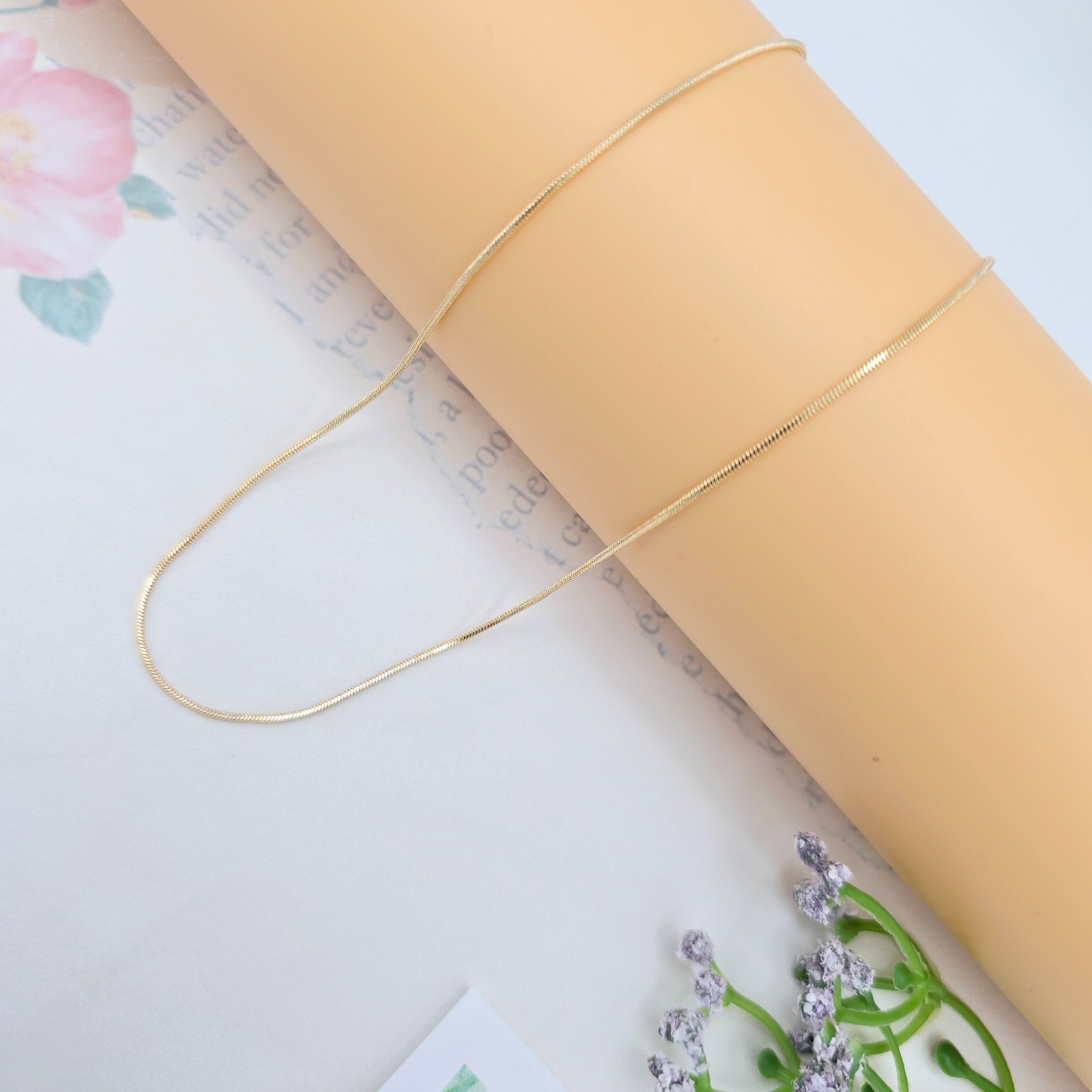 Flat Snake Chain Necklace for Women – 45cm , XPNL0047 Minimalist Rose Gold
