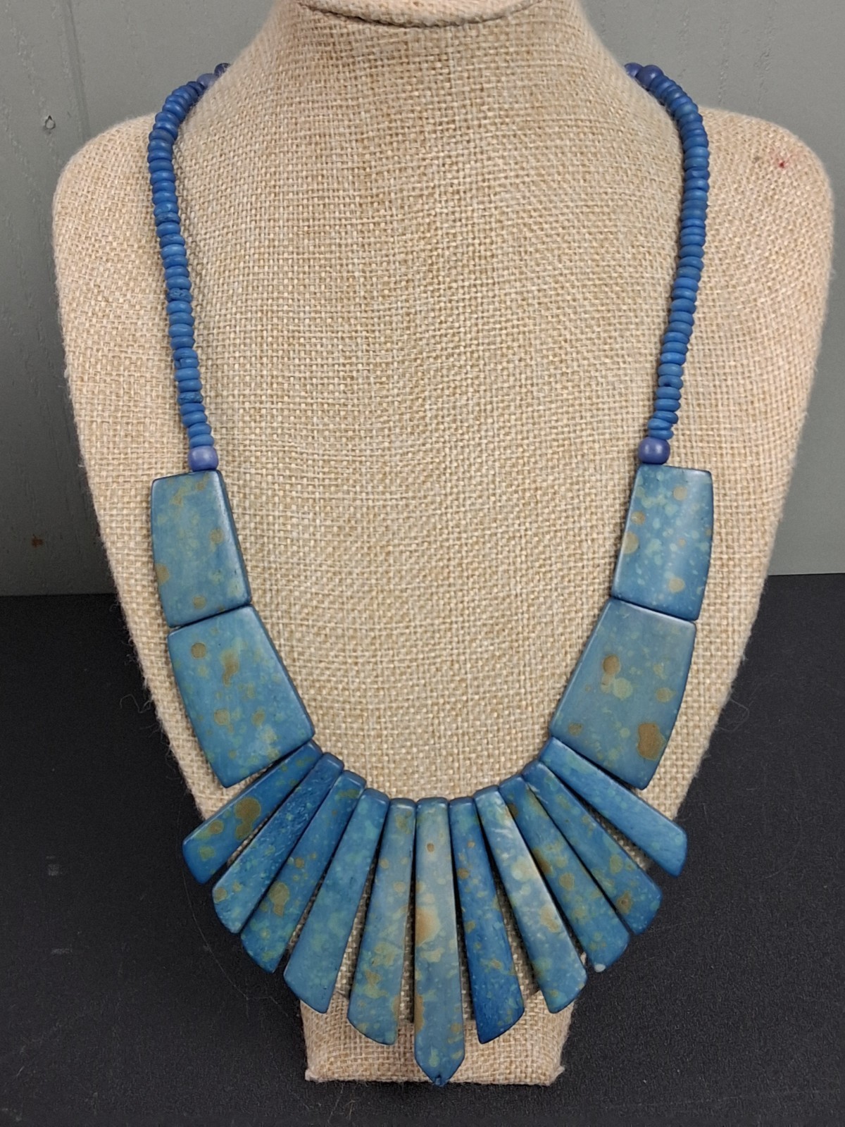 Vintage Lapis Lazuli Bib Necklace BOHO Ethnic Chunky Statement Gypsy Western