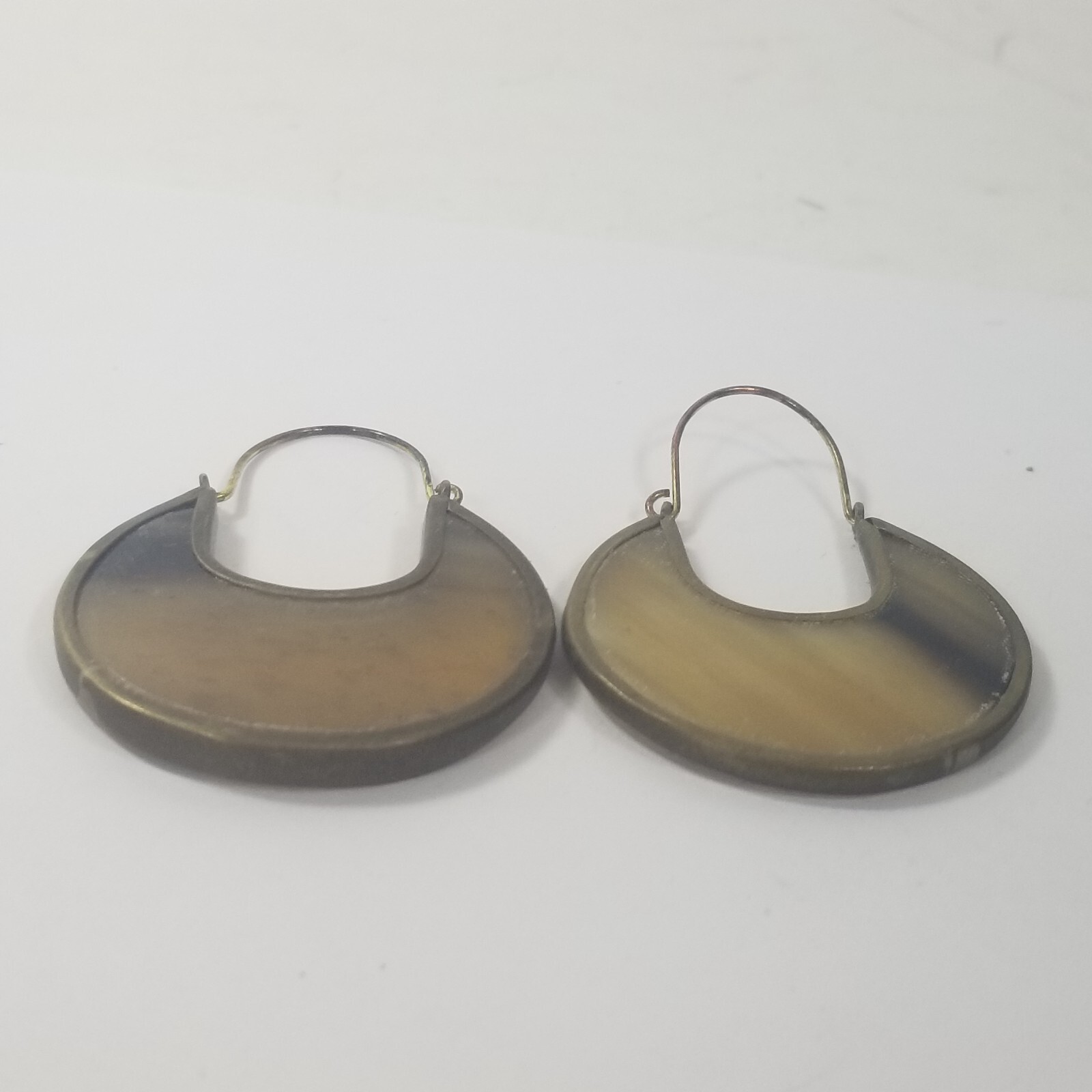 Vintage Boho Gold Tone See Through White Clear Hoop Dangle Earrings