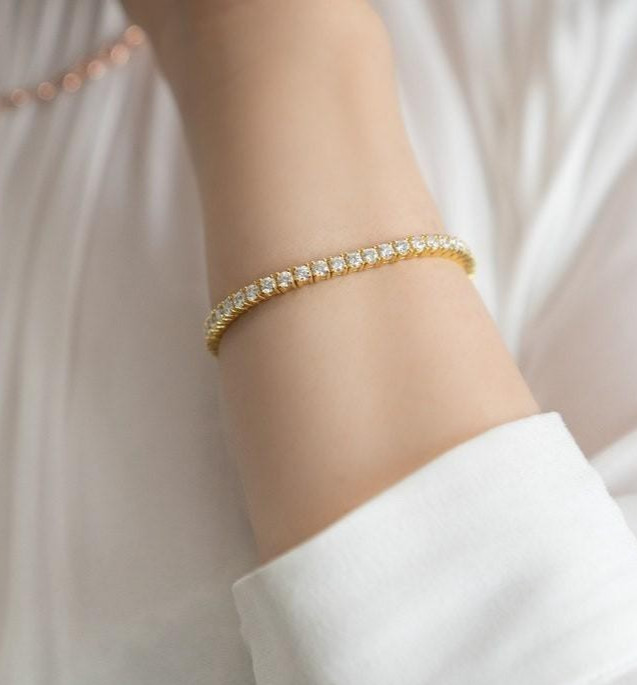 Christmas Gift Sale ! Round Natural Diamond Tennis Bracelet In 14k Yellow Gold