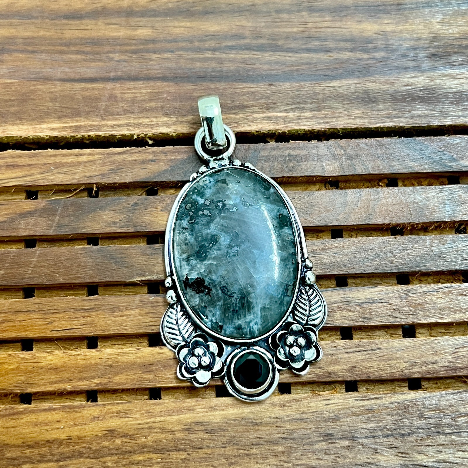 Larvikite Pendant Gemstone 925 Sterling Silver Handmade Jewelry Pendant 2.05″