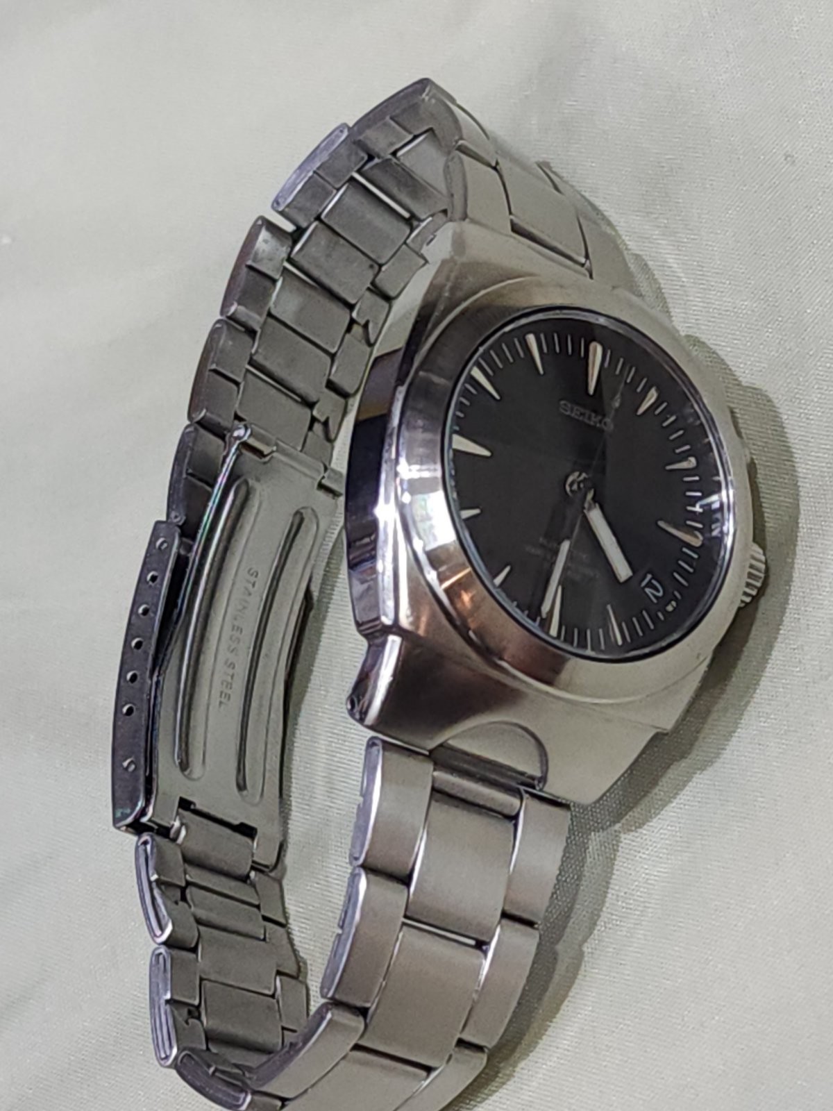 Seiko (SUS AGS) KINETIC 5M42-0E50 A4 Black Dial Japan Vintatage RARE