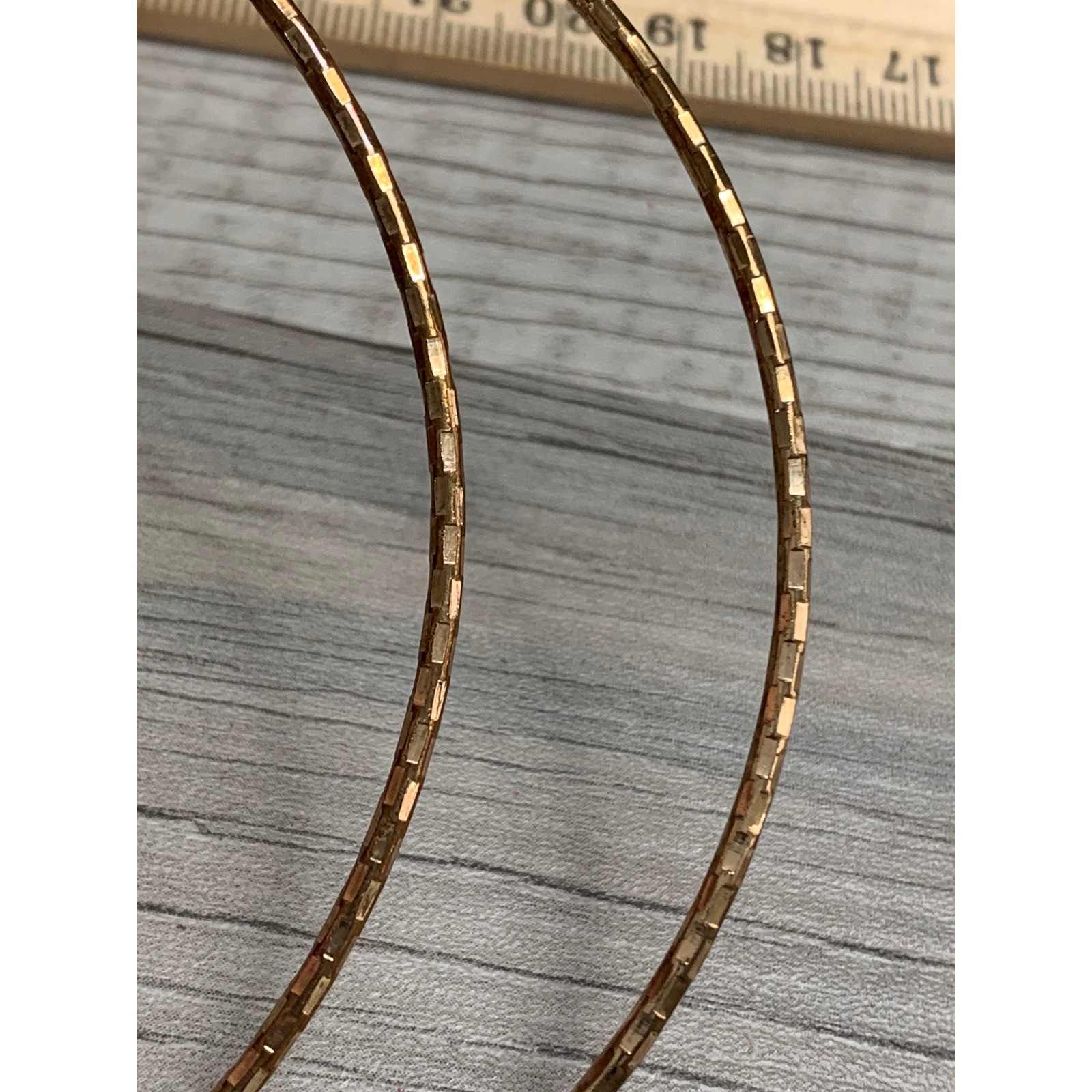Gold Tone Textured Oversized Hoop Earrings 3.75 Inch Diameter Latch Back 3211