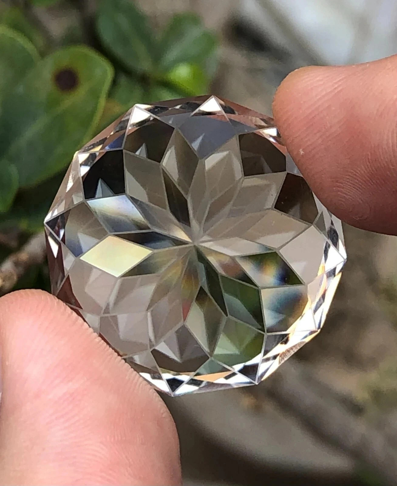 Certified 86 Ct Natural Round Flower Cut White Topaz A+ Loose Flawless Gemstone