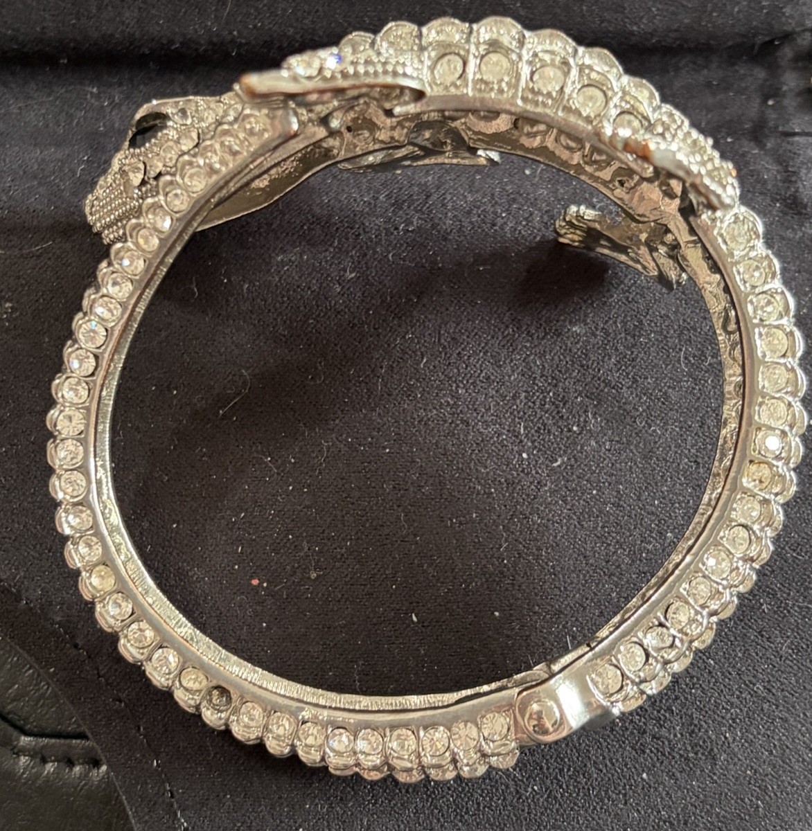 Crystal Rhinestone Cocktail Bangle Bracelet Wrap Alligator – Flawed
