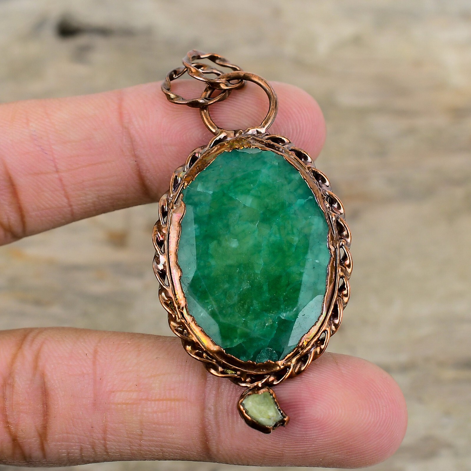 Gemstone Jewelry Handmade Pendant Copper Dainty Gift Electroformed Pendant 2.56″