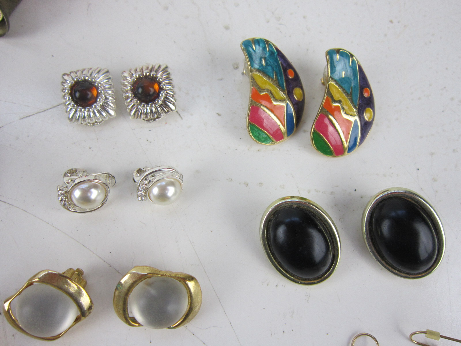 Vintage Earrings Lot, Some Clip On. Ring, Pendant. Not Researched.