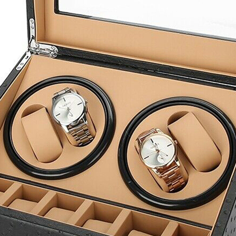 Automatic Watch Winder 4+6 Watch Display Box Quiet Motor Luxury Storage Case HOT