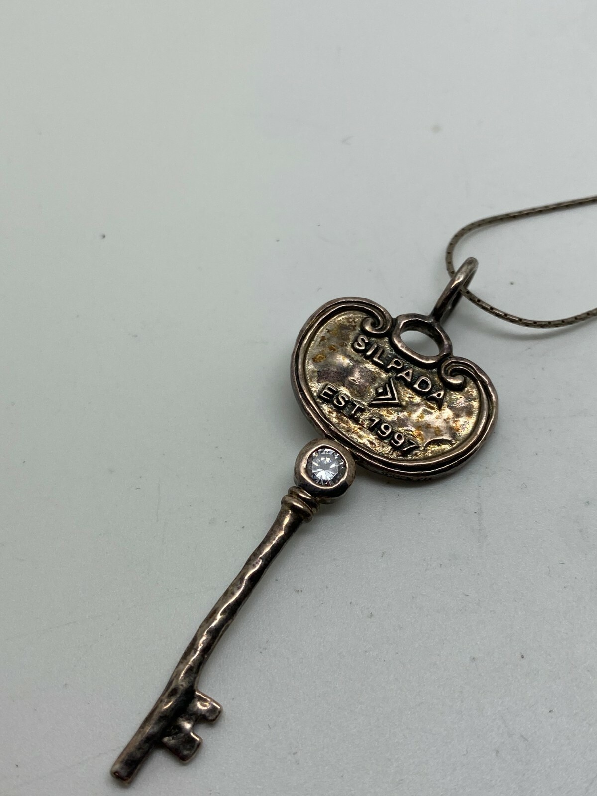 Ladies Silpada Sterling Silver CZ Key to My Heart C3529 16″