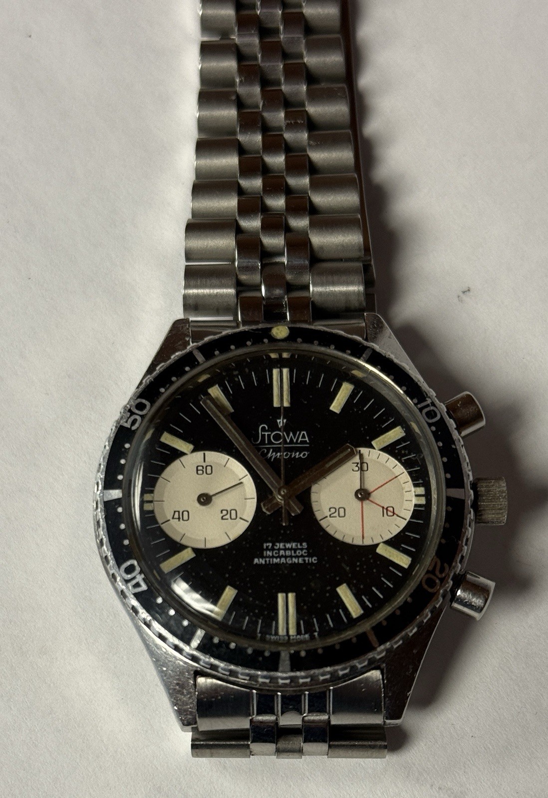 Vintage1968 Stowa Big Eye Chronograph Panda Valjoux 7733 Movement