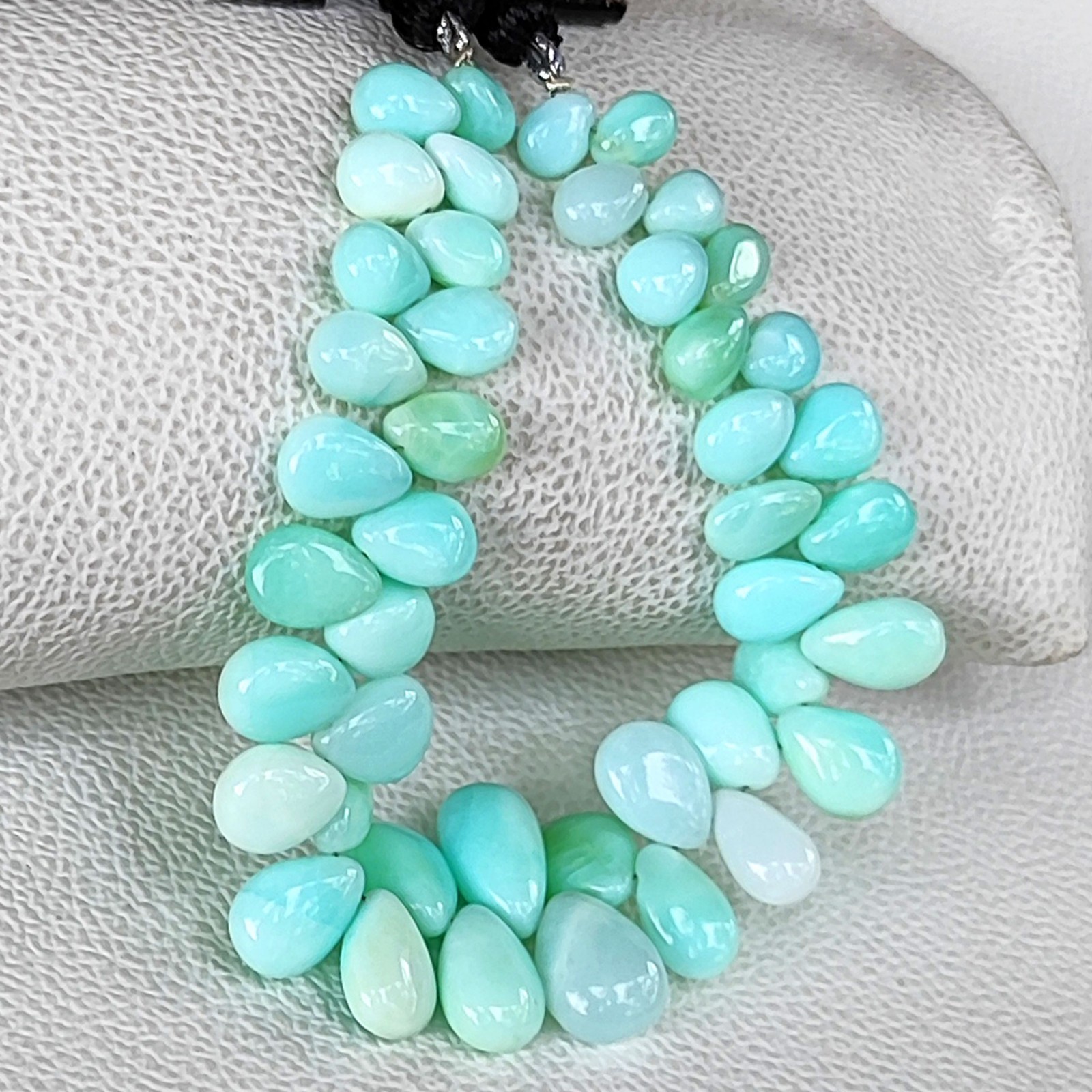 Natural Peru Blue Opal Smooth Pear Shape Beads 7×5-13x9mm Gemstone 7″ Strand