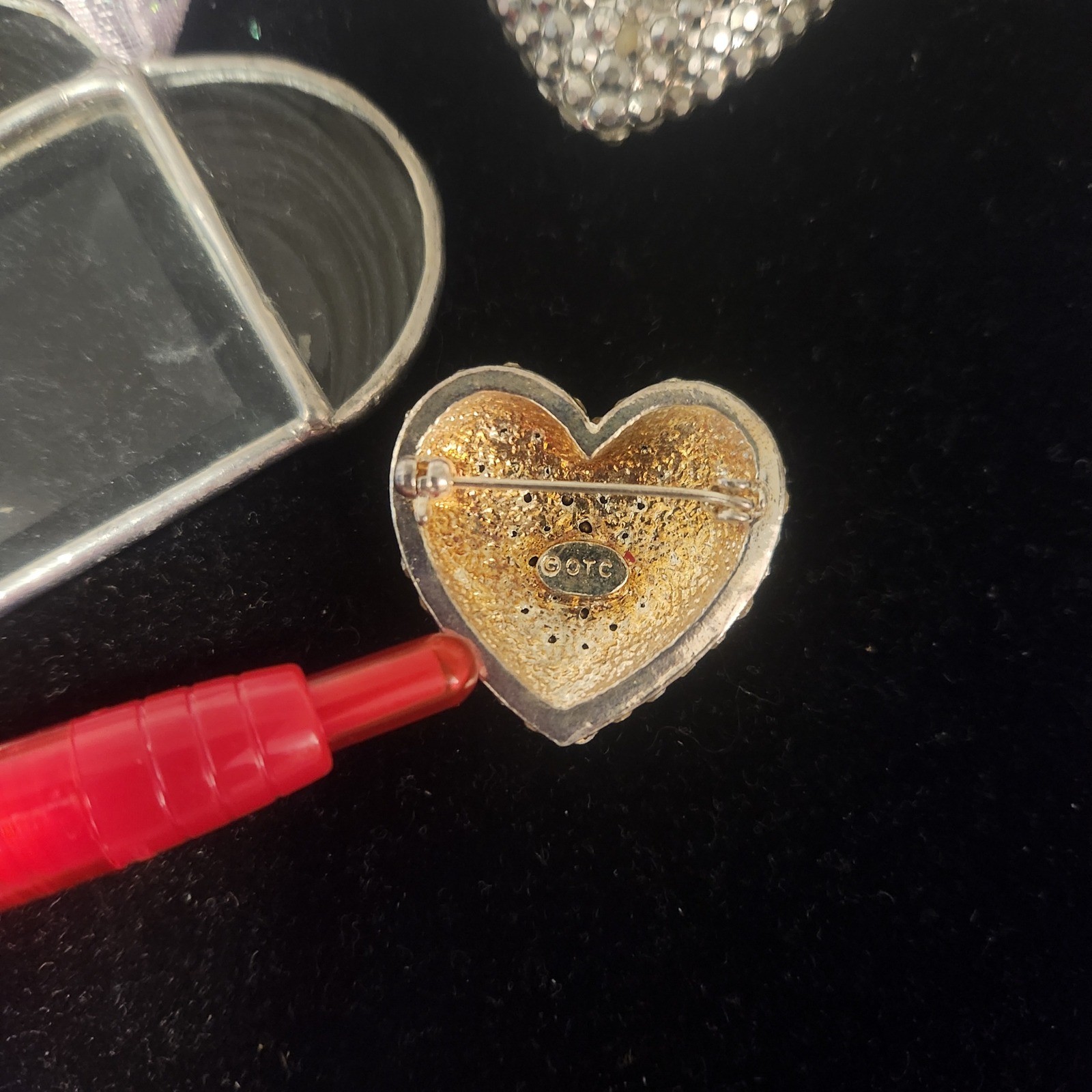 Sparkle Heart Brooch Charm Set Rhinestone Crystal Gem Pendant decor