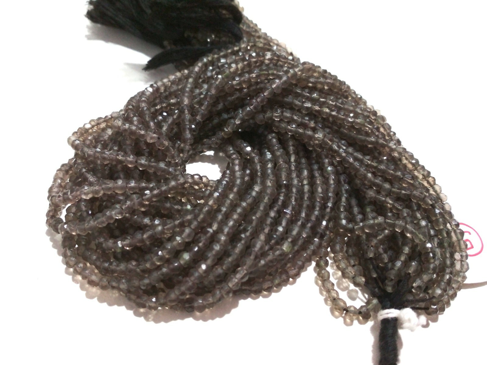 5 Strand Natural Smoky Quartz Rondelle Faceted 2.5-3mm/3-3.5mm Beads 12″inch