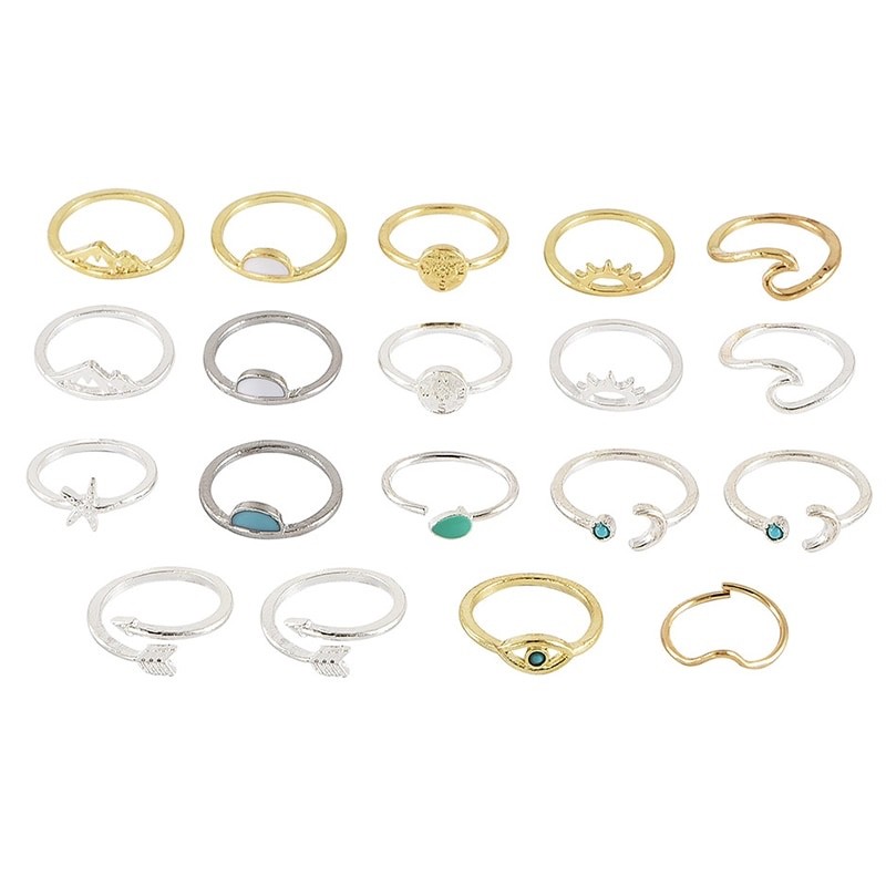 Bohemian 20 PC Ring Lot Popular Silver& Gold Tone Boho Rings NEW Teen Favored