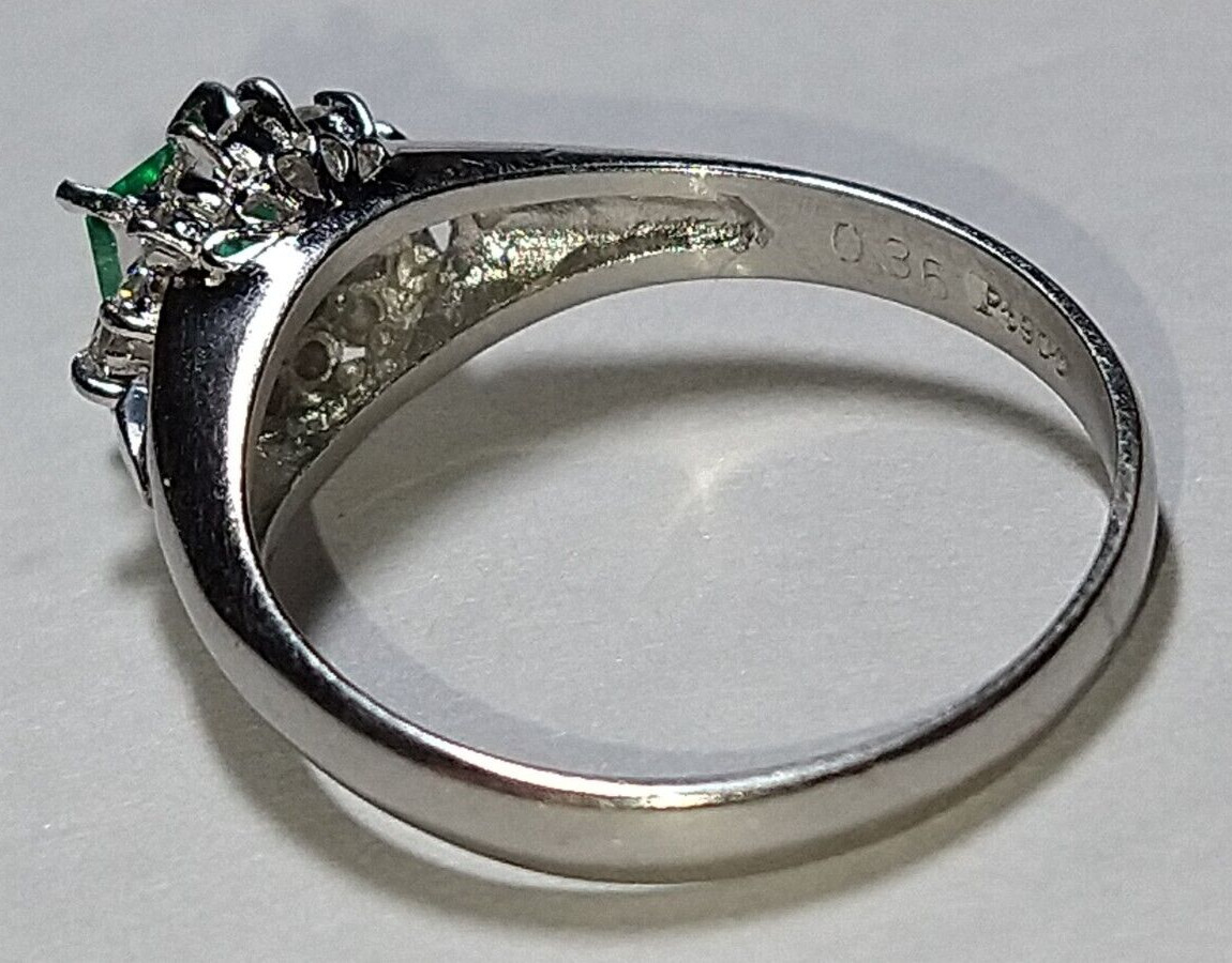 Solid platinum 0.57 carat natural emerald diamond ring 4.5 grams – pt900