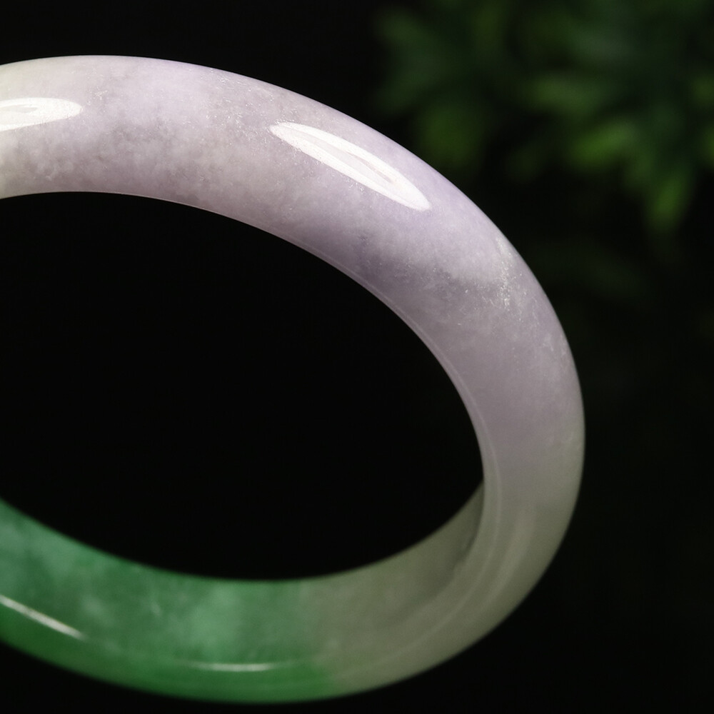58mm White Lavender Green Jadeite Jade Bangle Bracelet Burma Jade Bangle A-12627