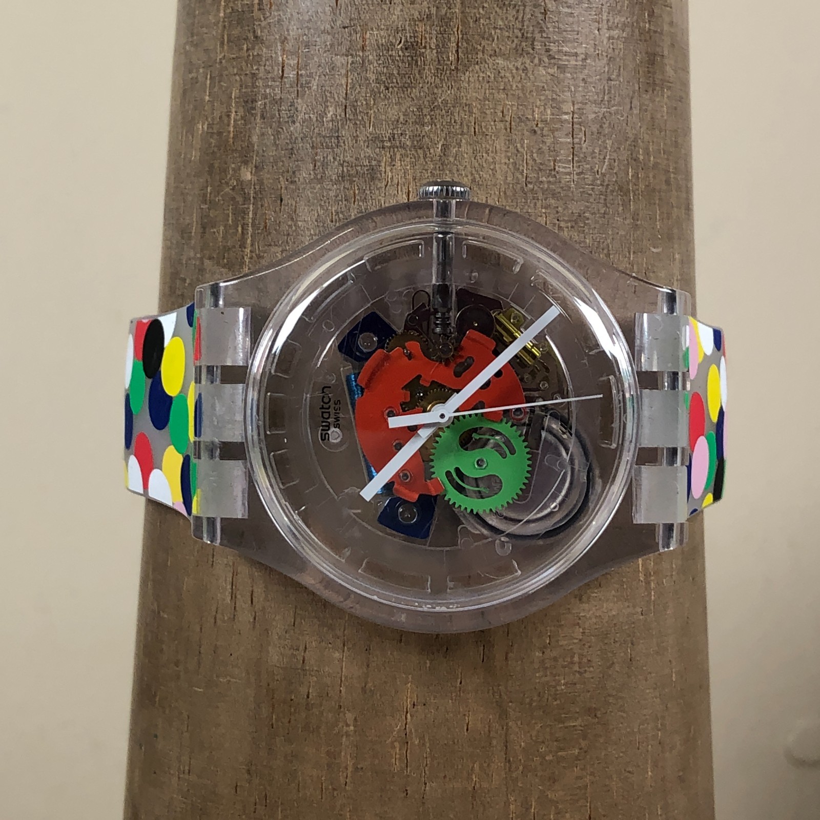 Swatch Unisex Dress Skeleton Dial Spot The Dot Plastic Band Quartz 40mm Watch 8″