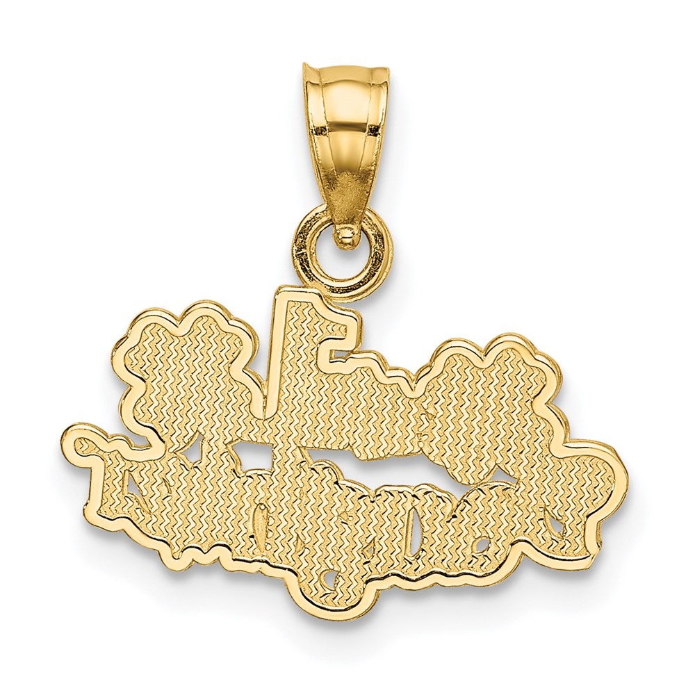 14k Yellow Gold #1 DAUGHTER with Flowers Fancy Charm Pendant L-14.65mm,W-16.55mm