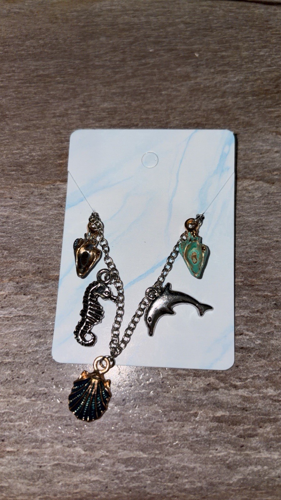 Sea Life Charm Jewelry Set Earrings Bracelet Necklace Silver Gold Green Blue
