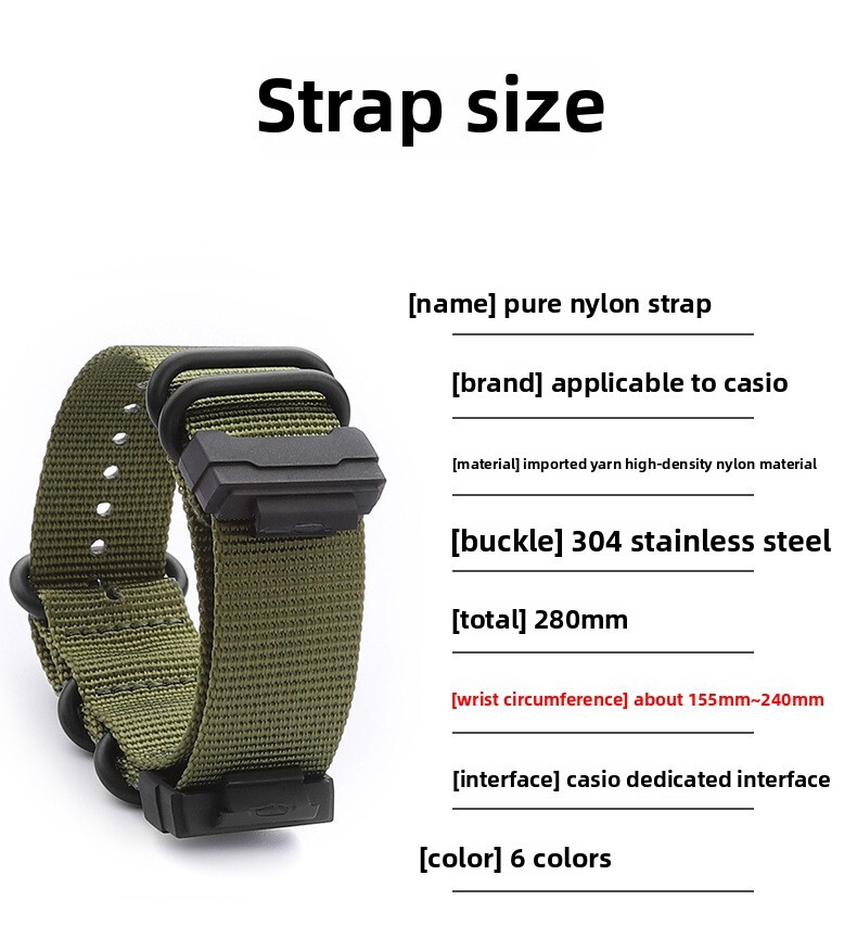 For Casio G-shock Quality Nylon Watch Band Strap DW-5600 GA-110 Connector 16mm