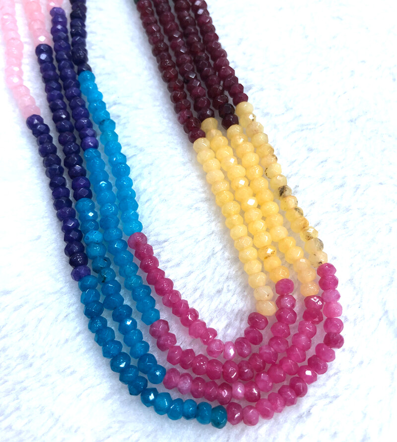 LOT 10pcs 2x4mm 9 color Faceted abacus Jade Roundelle Gemstone Loose Beads 14″