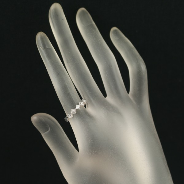 Auth MICHEL KLEIN Ring Diamond 0.09ct Milgrain US6 18K 750 White Gold
