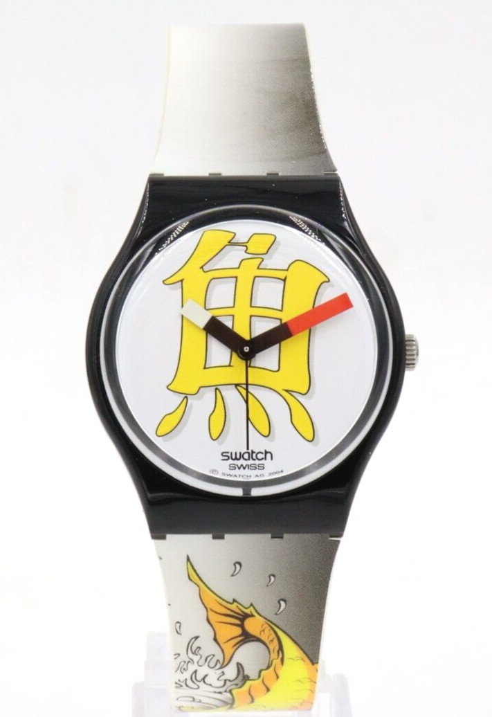 New Swiss Swatch Originals Prosperous Fish Silicone Watch 34mm GB226 $75