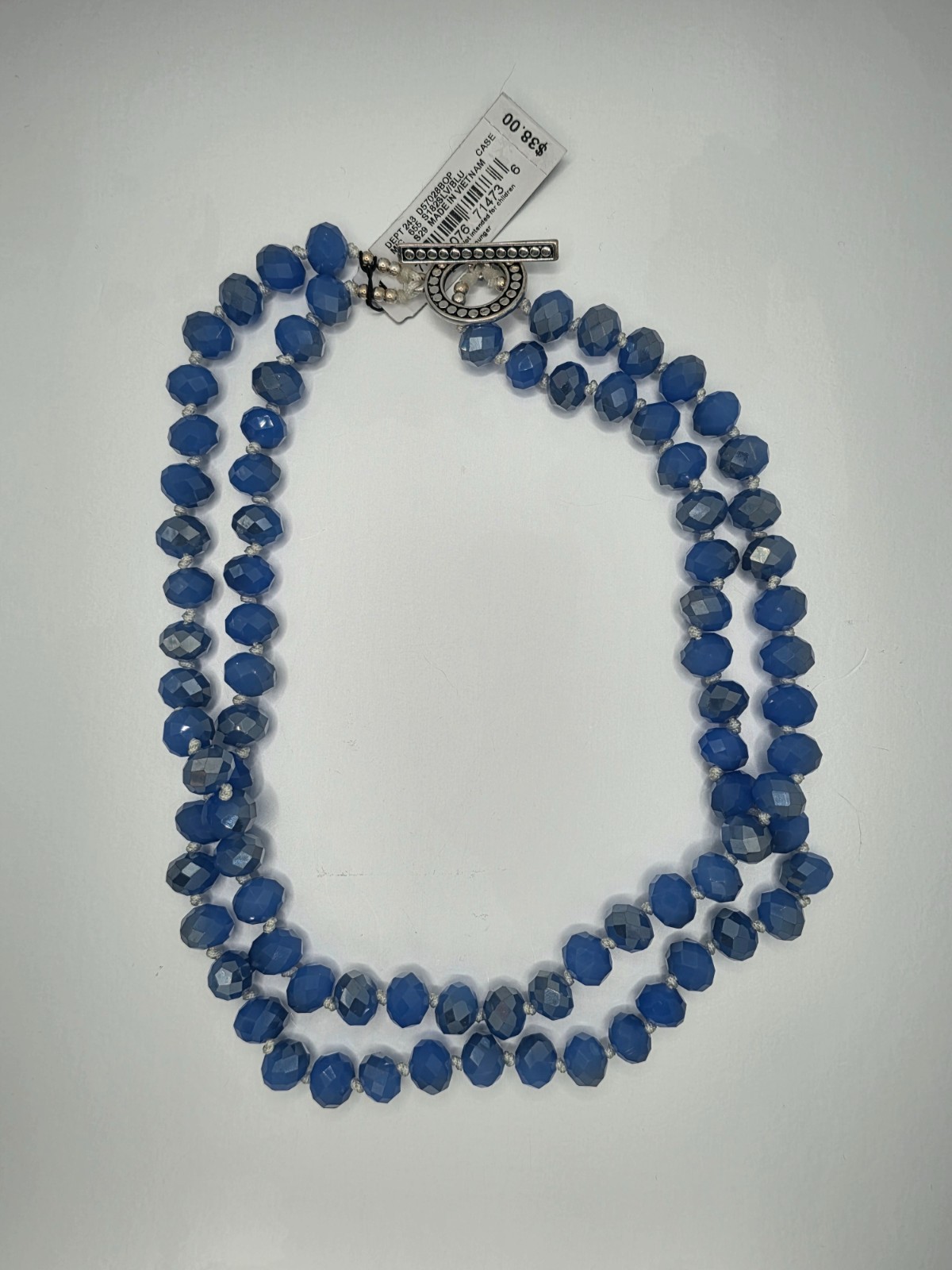 Fashion Jewelry Scroll Dillards Brand Necklace Blue with Silver Hardware