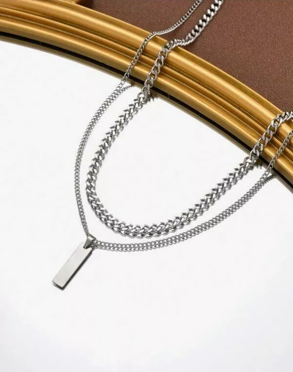 Cadena Cubana para Hombre Set de Collares Acero Inoxidable Moda Casual Elegante