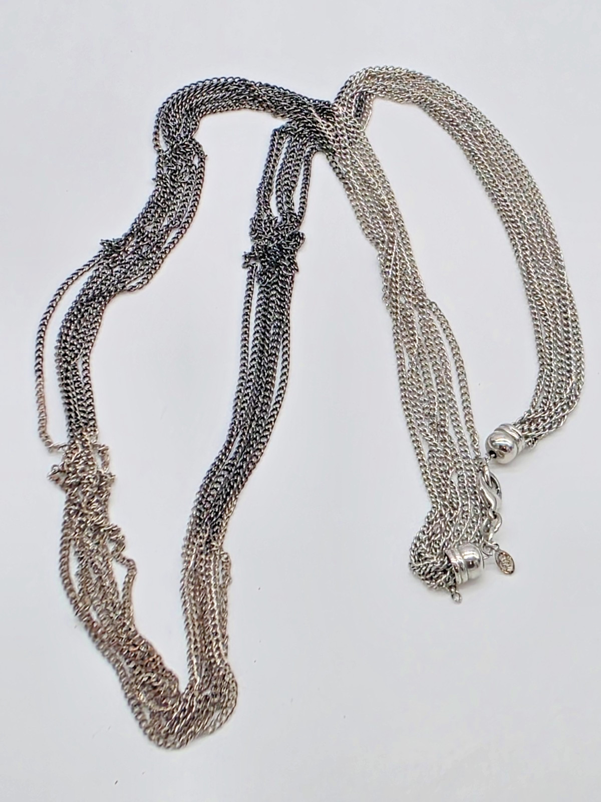 Premier Designs MANHATTAN Necklace Gunmetal Silver 7 Strand Layered Look 36 Inch