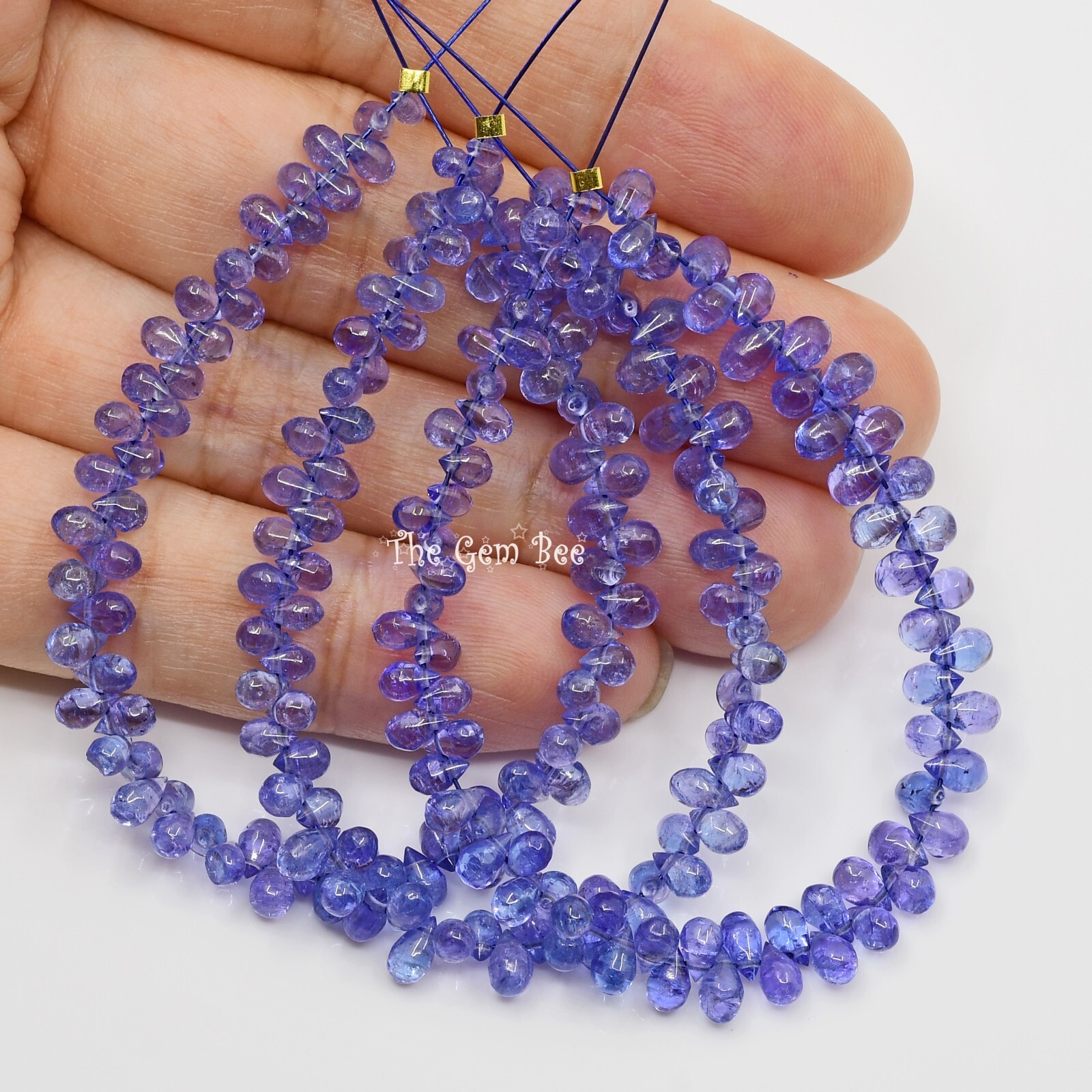 Gem Grade Tanzanite Smooth Full Teardrop Briolette Bead 5 Inch Strand