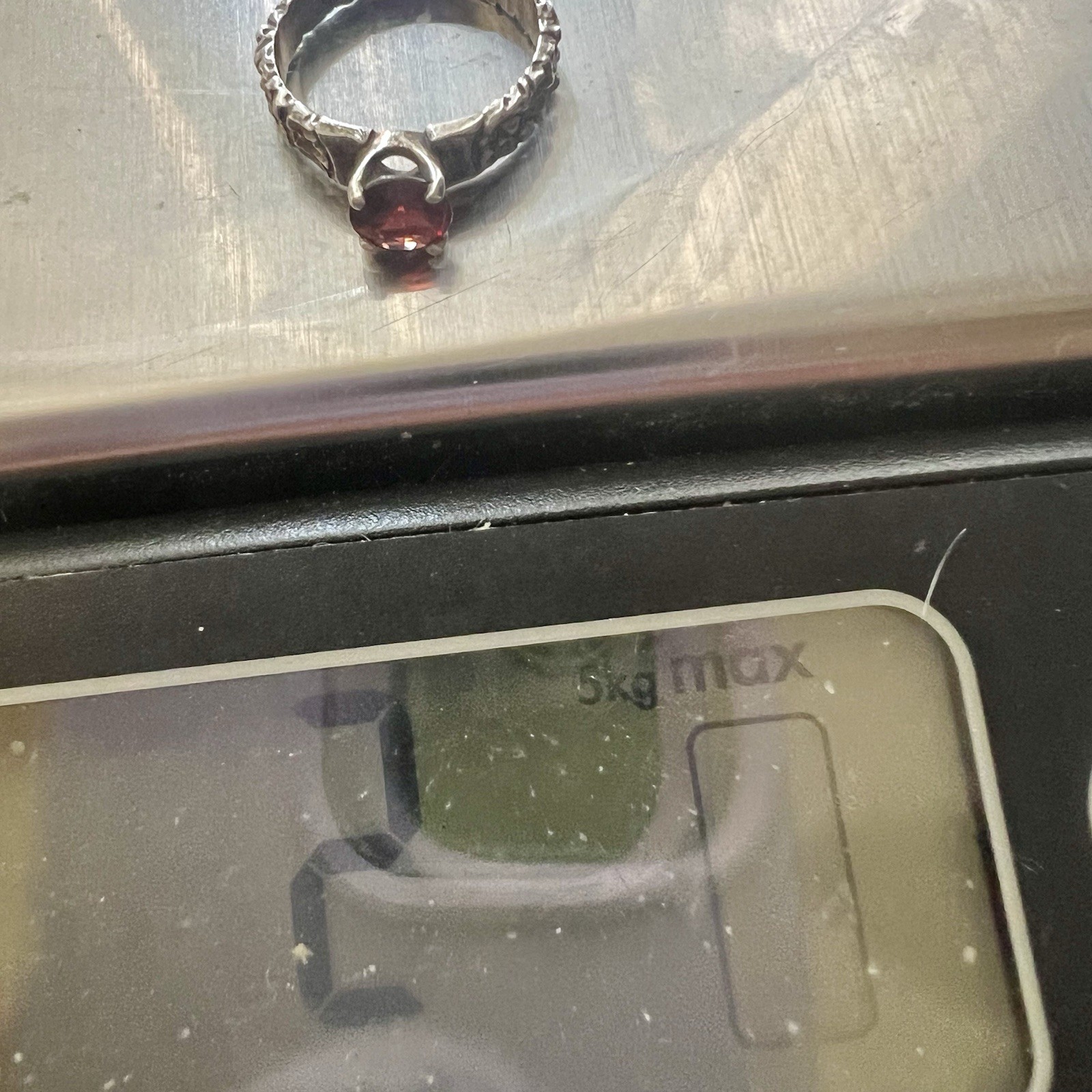 KBN Sterling Silver 925 Designer Signed Garnet Gemstone Ring Size 5.25